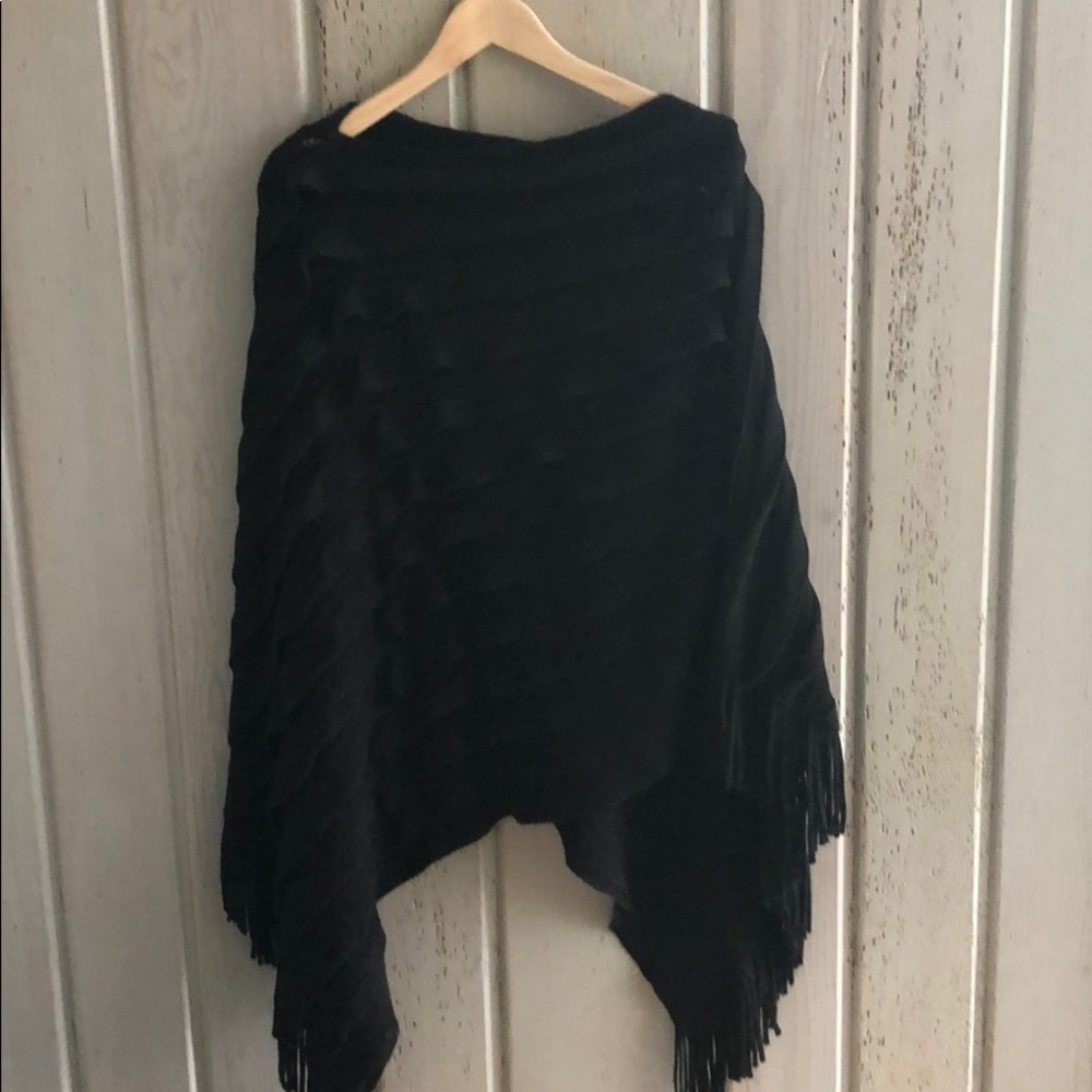 Black knit poncho